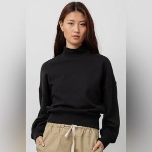 RAILS Blaire Mock Neck Cropped Sweater - Black, Size Extra Smalll